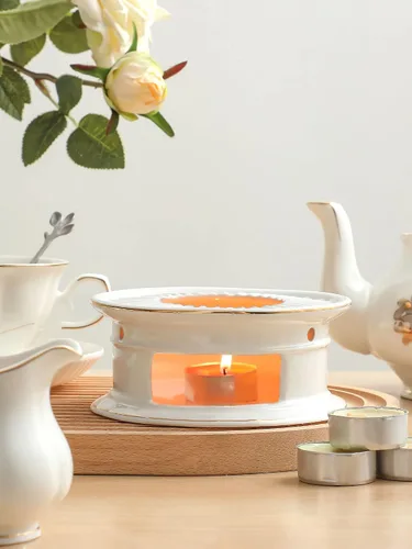 Vista 5 de Calentadores de tetera de cerámica, calentador de té de café y té con leche, set de té (con sostenedor de vela)