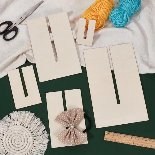 Vista 5 de BENECREAT 5 plantillas para hacer lazos, tableros de madera para coser manualidades, herramienta de costura para hacer cintas, cabello y regalos