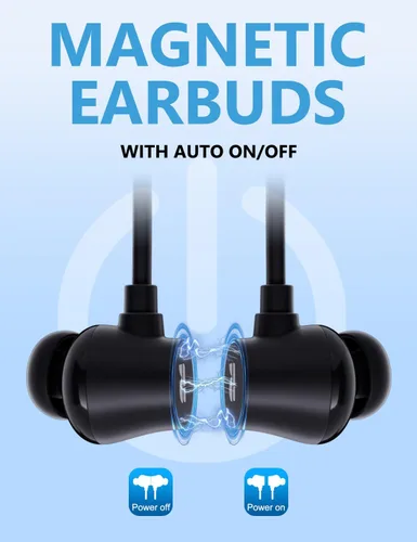 Vista 4 de Rythflo Auriculares con cancelación activa de ruido, auriculares inalámbricos V5.3 Bluetooth con 3 micrófonos AI ENC, auriculares magnéticos