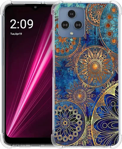 Vista 13 de Revvl 6 5G - Funda protectora de poliuretano termoplástico resistente a los arañazos y a prueba de golpes con diseño de mandala de pavo real