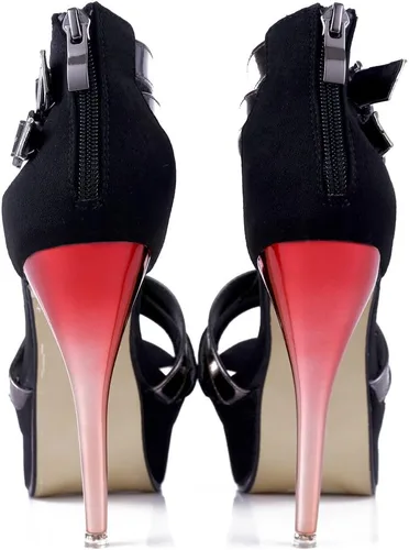 Vista 4 de Gatuxus Zapato abierto de plataforma, para mujeres, con tacón alto, de tiras para fiesta de graduación