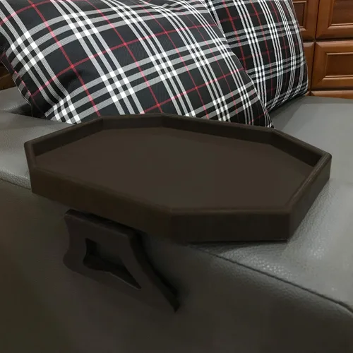 Vista 6 de Mesa auxiliar con clip para reposabrazos de sofá, bandeja de sofá para bebidas y aperitivos (negro)