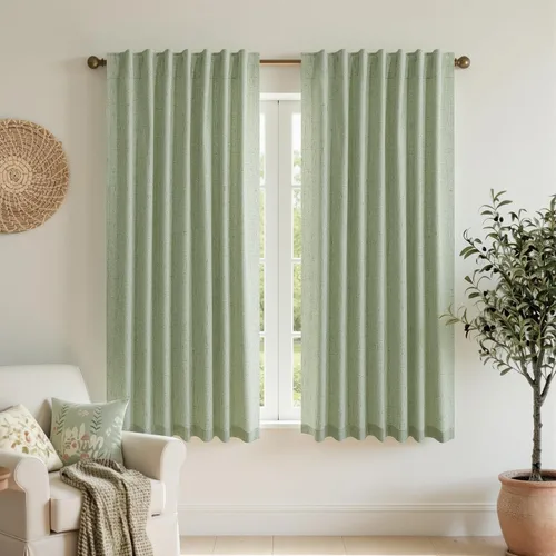 Vista 63 de KOUFALL - Cortinas de medio estilo francés de lino para ventana, juego de 2 cortinas cortas de 40 pulgadas de longitud, para privacidad, cortinas