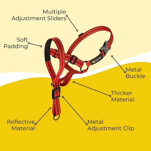 Vista 4 de Collar ajustable para cabeza de perro con correa de seguridad, collar acolchado suave para perros pequeños, medianos y grandes, arnés para perro sin