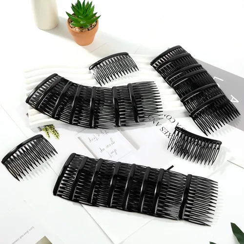 Vista 7 de Peines laterales TaShow para mujeres con cabello fino y delgado, peines decorativos de 14 dientes para mujeres, niñas, velo nupcial (negro)