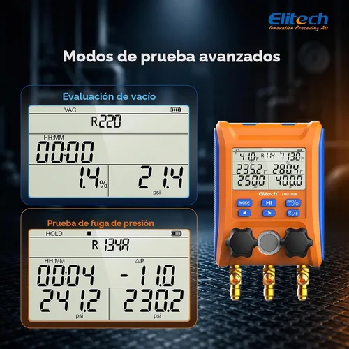 Vista 3 de Elitech LMG-10 Colector HVAC de 2 vías con abrazaderas de temperatura con Abrazaderas de 2 vías