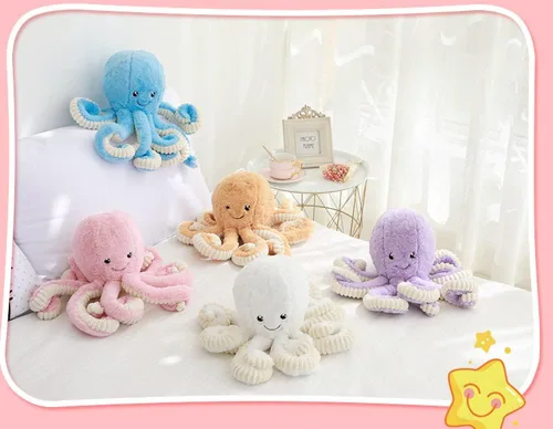 Vista 6 de JOSON - Juguetes de pulpo de peluche lindos, animales de peluche suaves en forma de pulpo, regalo de cumpleaños para niñas, niños y adultos