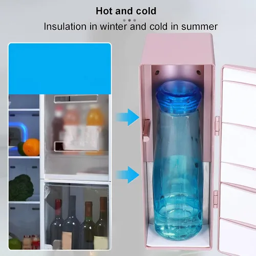 Vista 4 de Mini refrigerador – Mini refrigerador portátil con cable USB de 3.9 ft y almohadilla de silicona, refrigerador compacto para el hogar, dormitorio
