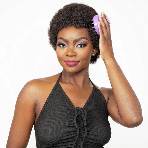 Vista 6 de Esha Girl - Masajeador de cuero cabelludo y cabeza de silicona suave – Cepillo de champú para húmedo seco aceitoso rizado recto grueso fino áspero