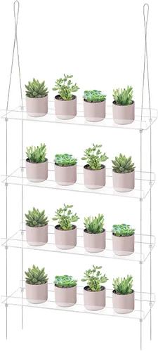 Vista 13 de Sumerflos Cajas de ventana de acrílico de 2 niveles para ventana de cocina, dormitorio, sala de estar, 16 pulgadas, flores de pared de 16 pulgadas