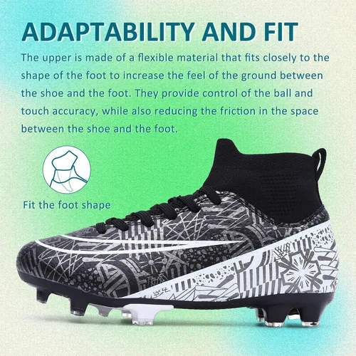 Vista 5 de Tacos de fútbol para hombre y mujer, zapatos de fútbol para interiores y exteriores, para niño grande AGFG