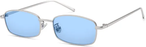 Vista 15 de Y2k - Lentes de sol rectangulares para mujer y hombre, estilo retro de los años 80 y 90 A1 dorado/gris