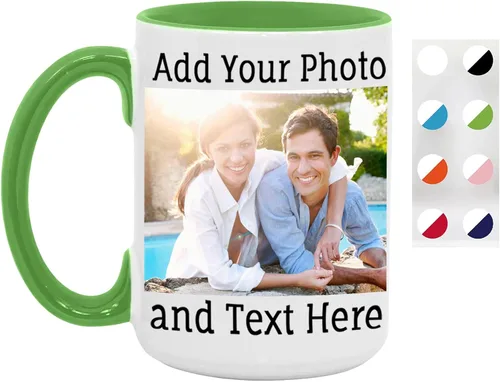 Vista 23 de Taza de café personalizada, taza de café personalizada, taza de cerámica negra de 11 onzas con texto o logotipo, regalo personalizado de doble cara