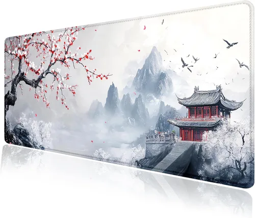 Vista 20 de Alfombrilla grande para mouse, tapete de escritorio para teclado de computadora, base de goma antideslizante, impermeable con bordes cosidos