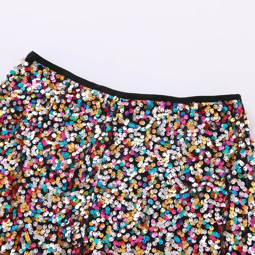 Vista 7 de BAICAIYU Pantalones cortos de lentejuelas para mujer, brillantes de cintura alta, color negro, ligeros, pierna recta, pantalones casuales