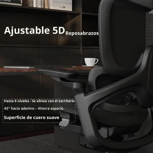 Vista 5 de Silla de oficina ergonómica, silla de computadora de malla,Silla de escritorio para el hogar Negro