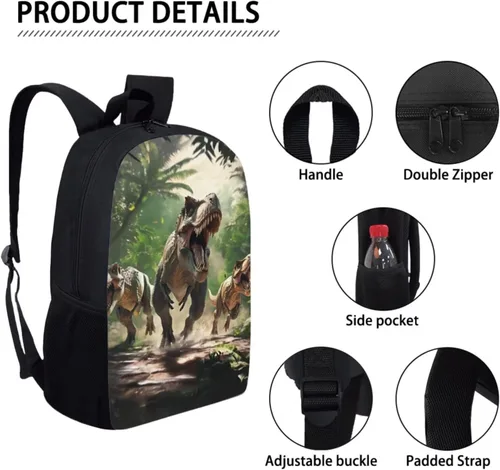 Vista 35 de HUGS IDEA Juego de 3 bolsas escolares con aislamiento térmico para el almuerzo, estuche para lápices
