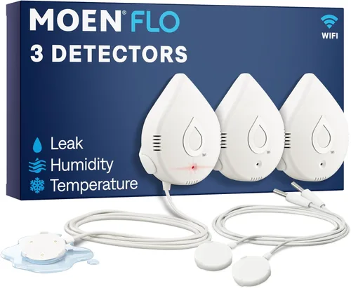 Vista 15 de Moen Flo Detector de fugas de agua inteligente, alarma de sensor de goteo o inundación para el hogar, 1 paquete, blanco, 920-004