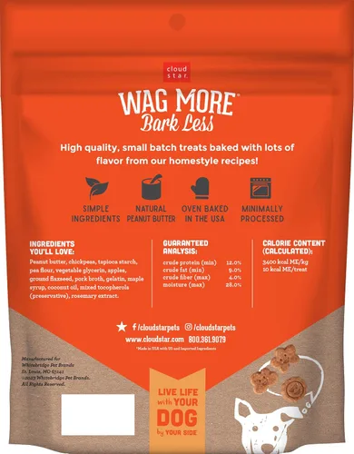 Vista 2 de Cloud Star Corp, Wag More Bark Less Soft & Chewy - Golosinas para perros de mantequilla de maní y manzanas sin granos