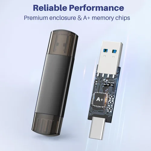 Vista 4 de JOIOT Unidad flash USB C de 32 GB, unidad flash USB 3.0 dual tipo C + USB A portátil tipo C, unidad flash USB tipo C 2 en 1 para teléfono