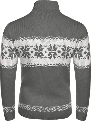 Vista 3 de COOFANDY Suéter de Navidad para hombre, suéteres de Navidad de punto feo, suéter casual con copos de nieve