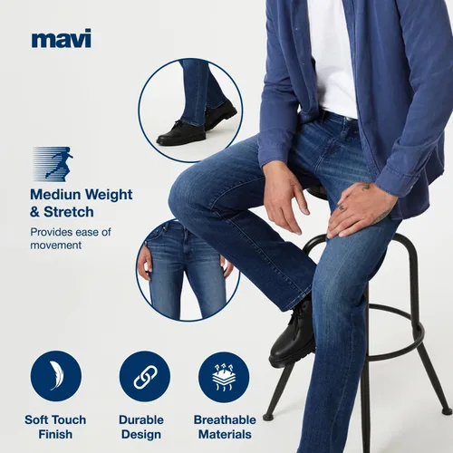 Vista 3 de Mavi Jeans Mens Zach ascenso Regular pierna recta en azul negro Williamsburg