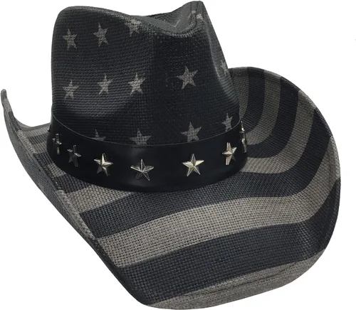 Vista 7 de GrinderPUNCH sombrero de vaquero clásico con la bandera americana Bandera antigua