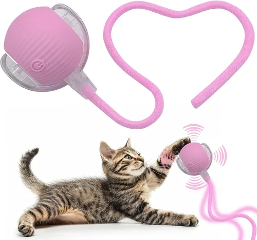 Vista 13 de Pelota interactiva de juguete para perros y gatos: pequeño juego para mascotas con luz LED y cola de cuerda para activar el movimiento, lindo regalo