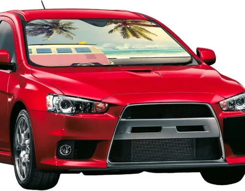 Vista 2 de Parasol plegable para parabrisas de automóvil de playa, visera solar para ventana delantera, cubierta de protección solar para automóvil, camión