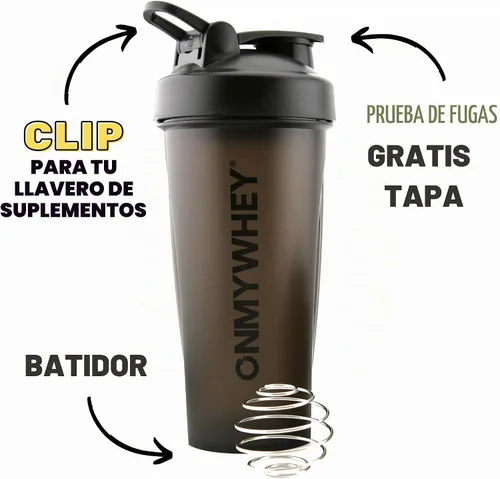 Vista 7 de Botella agitadora de proteínas con contenedor de llavero de suplemento, sin BPA, vaso agitador reutilizable para levantadores de peso activos