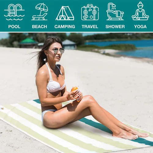 Vista 6 de SUN CUBE - Toalla de playa de microfibra, secado rápido, color beige crema, 78 x 35 pulgadas Quick Dry and Free Microfiber Towel, Lightweight