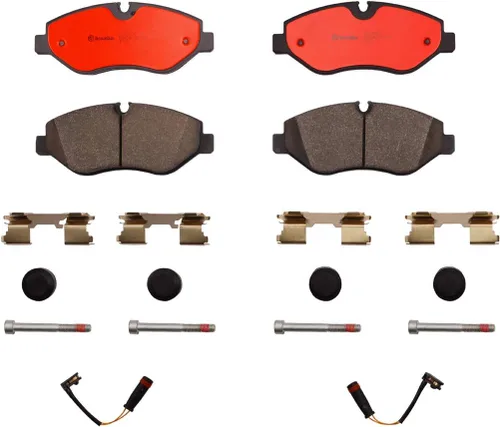 Vista 4 de Brembo P50085N Juego de pastillas de freno de disco delantero de cerámica premium MERCEDES-BENZ/MERCEDES-BENZ (FJDA)/VW OEM # A0064208420