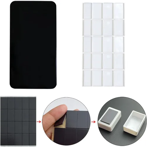 Vista 2 de FCLUB Paleta de latas de acuarela con 20 bandejas vacías completas con rayas magnéticas DIY tu kit de acuarela de viaje