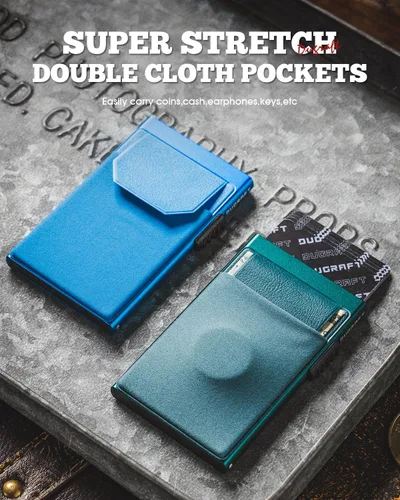 Vista 13 de DUGRAFT Tarjetero para tarjetas de crédito con bolsillo para dinero, minimalista, delgado, de aluminio, de metal, para hombres, con bloqueo RFID