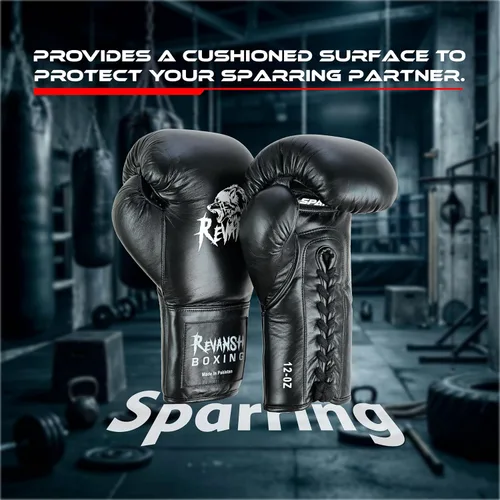 Vista 7 de Guantes de boxeo deportivos de piel de vaca con cordones, guantes profesionales de primera calidad para hombres y mujeres, perfectos