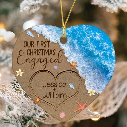 Vista 18 de Just Married - Regalo de recuerdo para recién casados, adorno de boda personalizado en la playa con nombres y fecha
