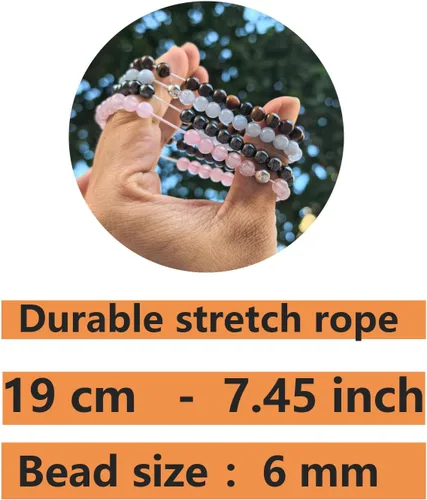 Vista 4 de 3 pulseras de dinero de riqueza, pulseras de cristal curativo con ojo de tigre citrino para mujeres y hombres, piedra natural Feng Shui de la suerte