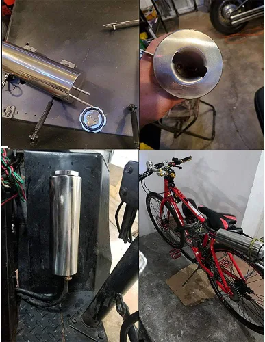 Vista 6 de Tanque para desbordamiento de refrigerante de radiador en acero inoxidable pulido 2"×13