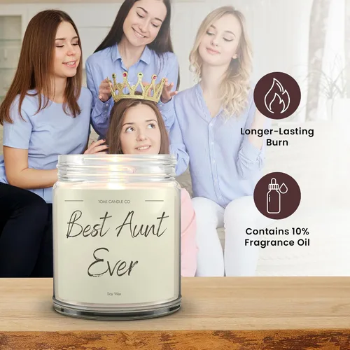 Vista 2 de 1OAK Vela para Tía - Mejores Regalos para Tía para Navidad de Sobrina, Sobrino - Velas con Aroma de Vainilla - Mejores Regalos para la Mejor Tía