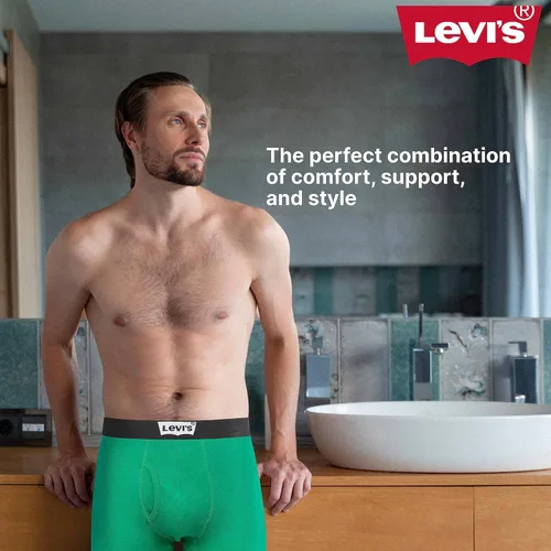 Vista 4 de Levi's Calzoncillos tipo bóxer de algodón transpirable para hombre, paquete de 6