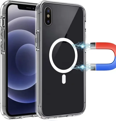 Vista 20 de Funda magnética transparente para iPhone 7 Plus, compatible con MagSafe, protección de grado militar, parte trasera dura resistente al amarillo