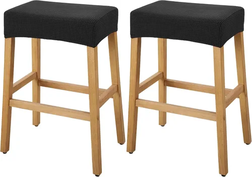Vista 23 de YISUN Fundas de taburete rectangulares, paquete de 2 fundas elásticas impermeables para asiento de silla de montar, taburetes de bar, sillas de bar