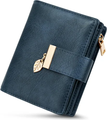 Vista 9 de HUANLANG Carteras pequeñas para mujer, con bloqueo Rfid, de cuero, plegable, tarjetero para tarjetas de crédito, cartera para mujer, bolsillo