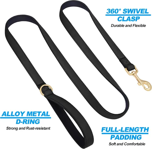 Vista 4 de Didog Correa para perro de nailon colorido de 5 pies con acolchado suave de longitud completa, ligera y duradera para perros pequeños, negro, S