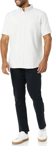 Vista 3 de Tienda Essentials Camisa Oxford elástica de manga corta ajustada con bolsillo para hombre