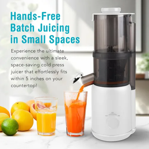 Vista 2 de Shine Multi-Batch Compact Cold Press Juicer SMB-1, manos libres, tolva de alimentación continua, portátil Blanco