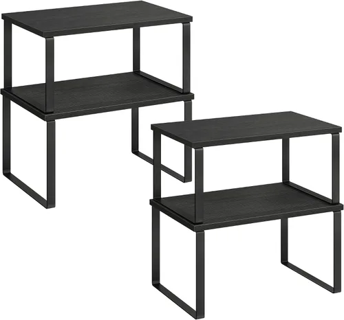Vista 19 de SONGMICS Estante organizador de gabinete, juego de 4 estantes de encimera de cocina, almacenamiento de cocina, estante de especias, apilable