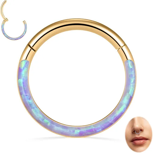 Vista 19 de Opal Septum Jewelry Surgical Steel Septum Ring Daith Rook Tragus Earring