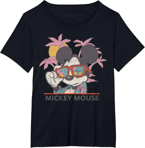 Vista 25 de Disney Mickey and Friends Mickey Mouse Tropical Retrato Camiseta S Negro