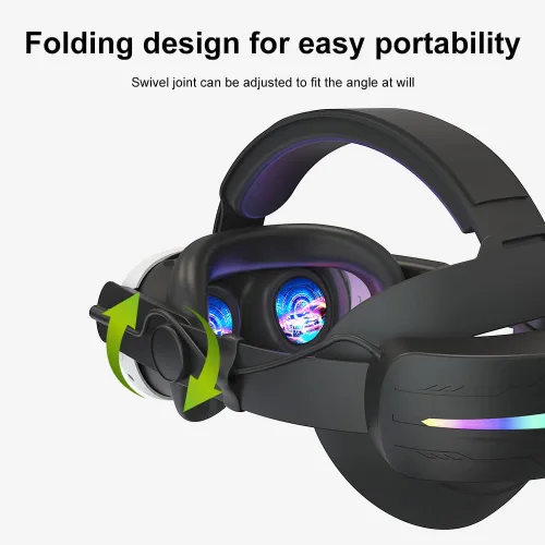 Vista 5 de AZURAOKEY Head Strap Battery Pack for Meta Quest 3, Replacement Elite Strap 8000mAh Enhanced Comfort and Extended Gaming Time with RGB Light for